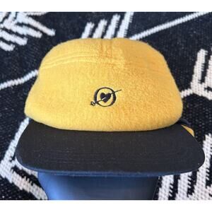Vintage Heart Cupid Hat Cap Winter Ear Neck Flap Yellow Made In USA L XL